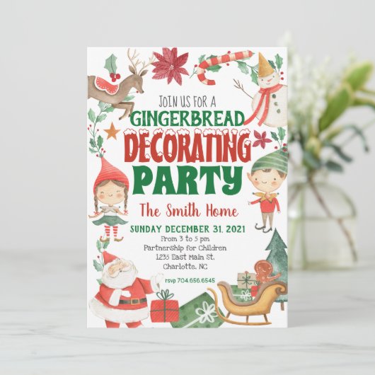 Enfants Noël pain d'épice décoration Invitation (Debout devant)