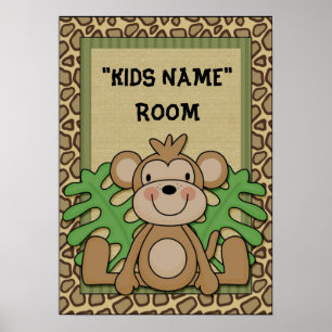 Enfants Nom de la chambre à poster monkey