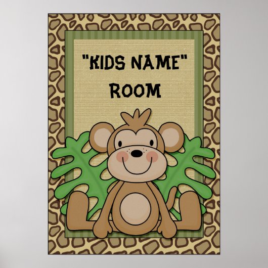 Enfants Nom de la chambre à poster monkey (Devant)