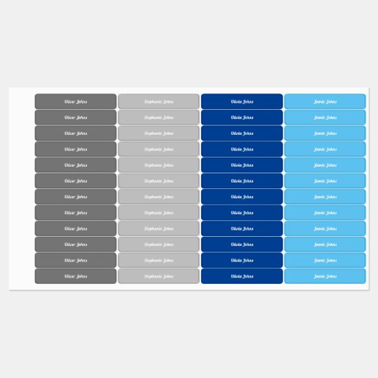 Enfants Nom Étiquette École Gris Bleu Couleur Code (Feuille)