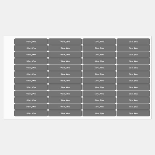 Enfants Nom Étiquette École Gris Gris Blanc (Feuille)