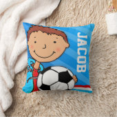 Enfants nom garçons football soccer bleu coussin c (Couverture)