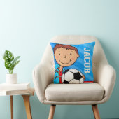 Enfants nom garçons football soccer bleu coussin c (Chaise)