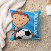 Enfants nom garçons football soccer bleu coussin c (Couverture)