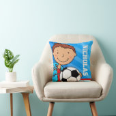 Enfants nom garçons football soccer bleu coussin c (Chaise)