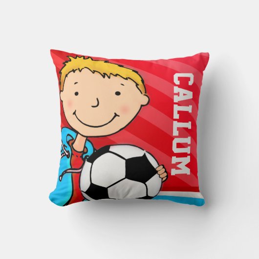 Enfants nom garçons football soccer rouge coussin  (Recto)