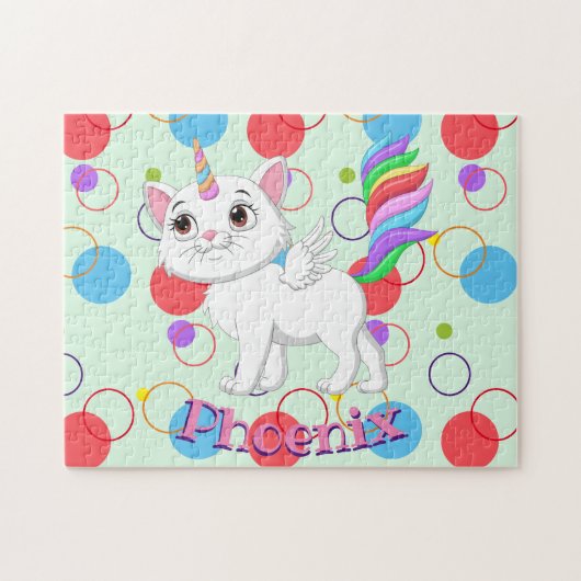 Enfants Nom Kitty Unicorn Puzzle Activité d'appren (Horizontal)