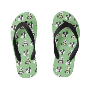 Enfants Panda imprimé vert paire de tongs