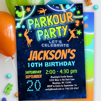 Enfants Parkour Invitation de fête d'anniversaire