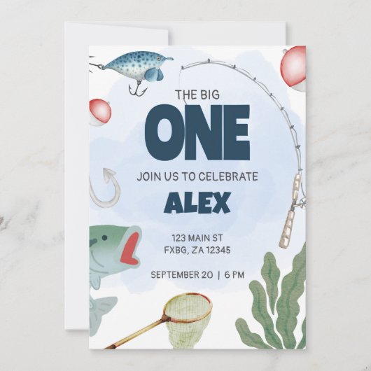 Enfants Pêche Thème Anniversaire Invitation (Devant)