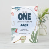 Enfants Pêche Thème Anniversaire Invitation (Debout devant)