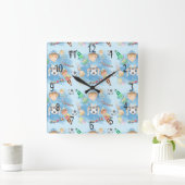 Enfants, Petit Garçon Carré Horloge murale (Maison)