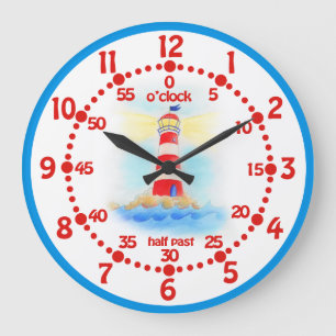 Enfants phare apprendre temps bleu blanc horloge m
