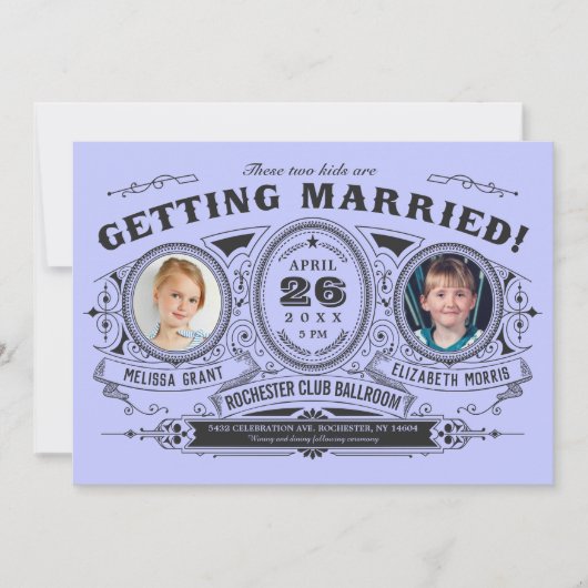 Enfants Photo Lesbian Wedding Invitations | Pourpr (Devant)