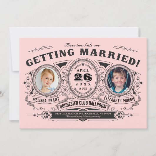 Enfants Photo Lesbian Wedding Invitations | Rose (Devant)