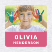 Enfants Photo Moderne Simple Fille Rose Étiquette (Design 1)