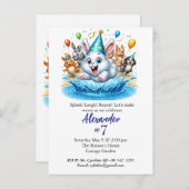 Enfants piscine anniversaire invitations Edithable (Devant / Derrière)