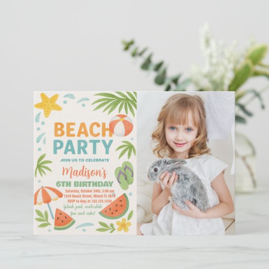 Enfants Plage Anniversaire Invitation & Décor (Debout devant)