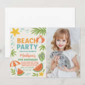 Enfants Plage Anniversaire Invitation & Décor (Devant / Derrière)