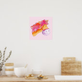 Enfants poney art rose orange carré affiche imprim (Cuisine)