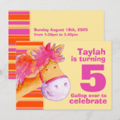 Enfants pony trekking 5e anniversaire invitation (Devant / Derrière)