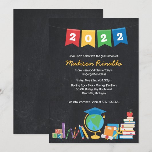 Enfants Primaire Célébration Invitation (Devant / Derrière)