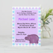 Enfants Purple Hippo Invitation Anniversaire (Debout devant)