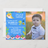 Enfants requin jaune Anniversaire Photo Invitation (Devant)