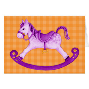 Enfants Rocking cheval carte d'art orange violet
