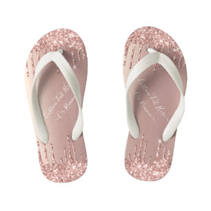 Enfants Rose Gold Parties scintillant Les tongs de l'enfan