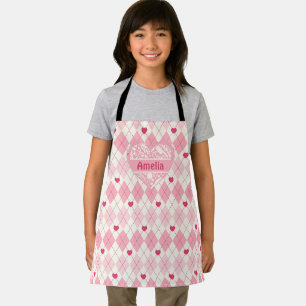 Enfants Roses À damiers Tablier Personnalisé, Cuir