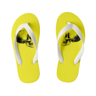 Enfants Sandales de tongs crâne Kid, Jaune