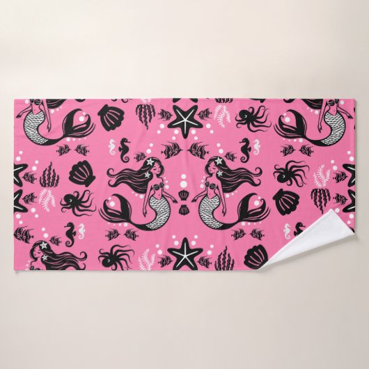 Enfants Sirène Rose (Serviette de bain)