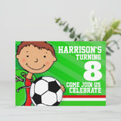 Enfants soccer / football vert invitation annivers (Debout devant)