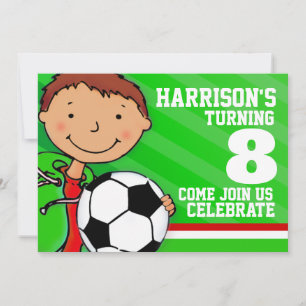 Enfants soccer / football vert invitation annivers