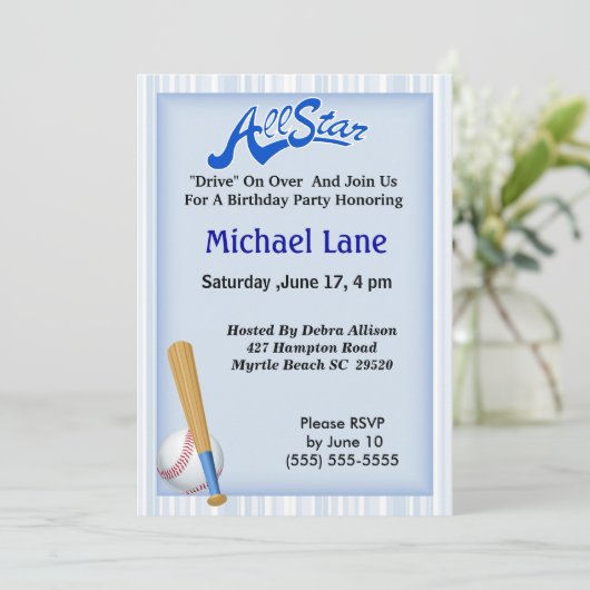 Enfants Softball Anniversaire Invitation (Debout devant)