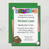 Enfants Softball Anniversaire Invitation (Devant / Derrière)