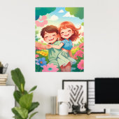 Enfants souriants dans Poster du Jardin aux Fleurs (Bureau à domicile)