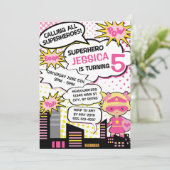 Enfants Superhero Anniversaire Fête Invitation Fil (Debout devant)