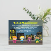 Enfants Superhero Anniversaire Fête Invitations (Debout devant)