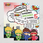 Enfants Superhero fête d'anniversaire Invitation g (Devant / Derrière)