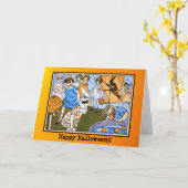 Enfants sur la carte d'Halloween de fête (Fleur jaune)