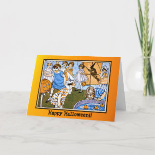 Enfants sur la carte d'Halloween de fête