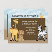 Enfants sur mesure Invitation B-Day, animaux de la (Devant / Derrière)