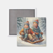 Enfants sur un aimant à traîneau (Recto/Verso)
