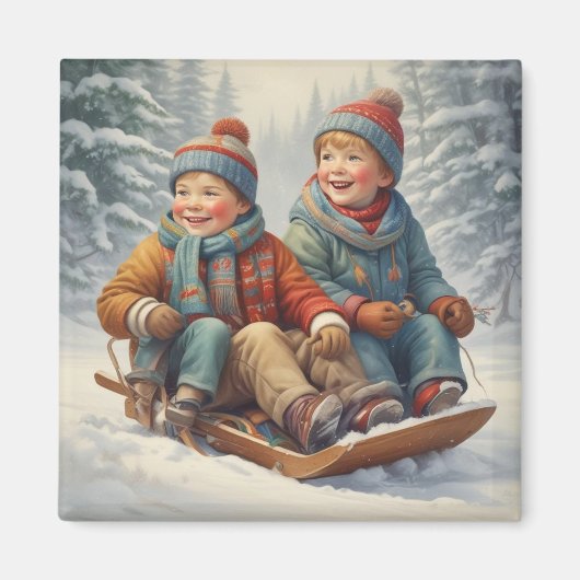 Enfants sur un aimant à traîneau (Devant)