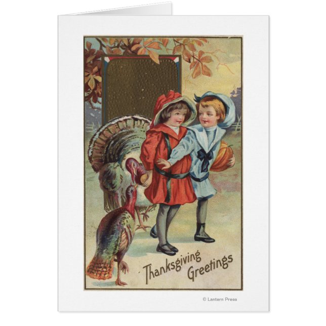 Enfants tenant un Citrouille, Dindons (Devant)