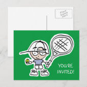 Enfants tennis Anniversaire fête invitation cartes (Devant / Derrière)