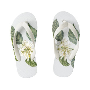 Enfants Tongs botaniques à fleurs blanches tropicales