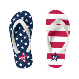 Enfants Tongs Monogrammes Drapeau Américain Etoiles et Ray